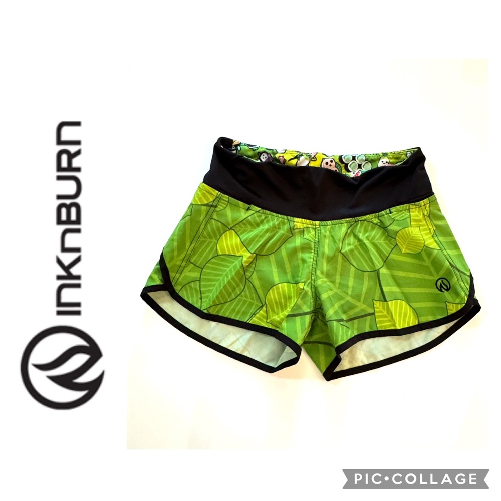 🦋INKnBURN Women's Green Leaf Running Shorts🦋